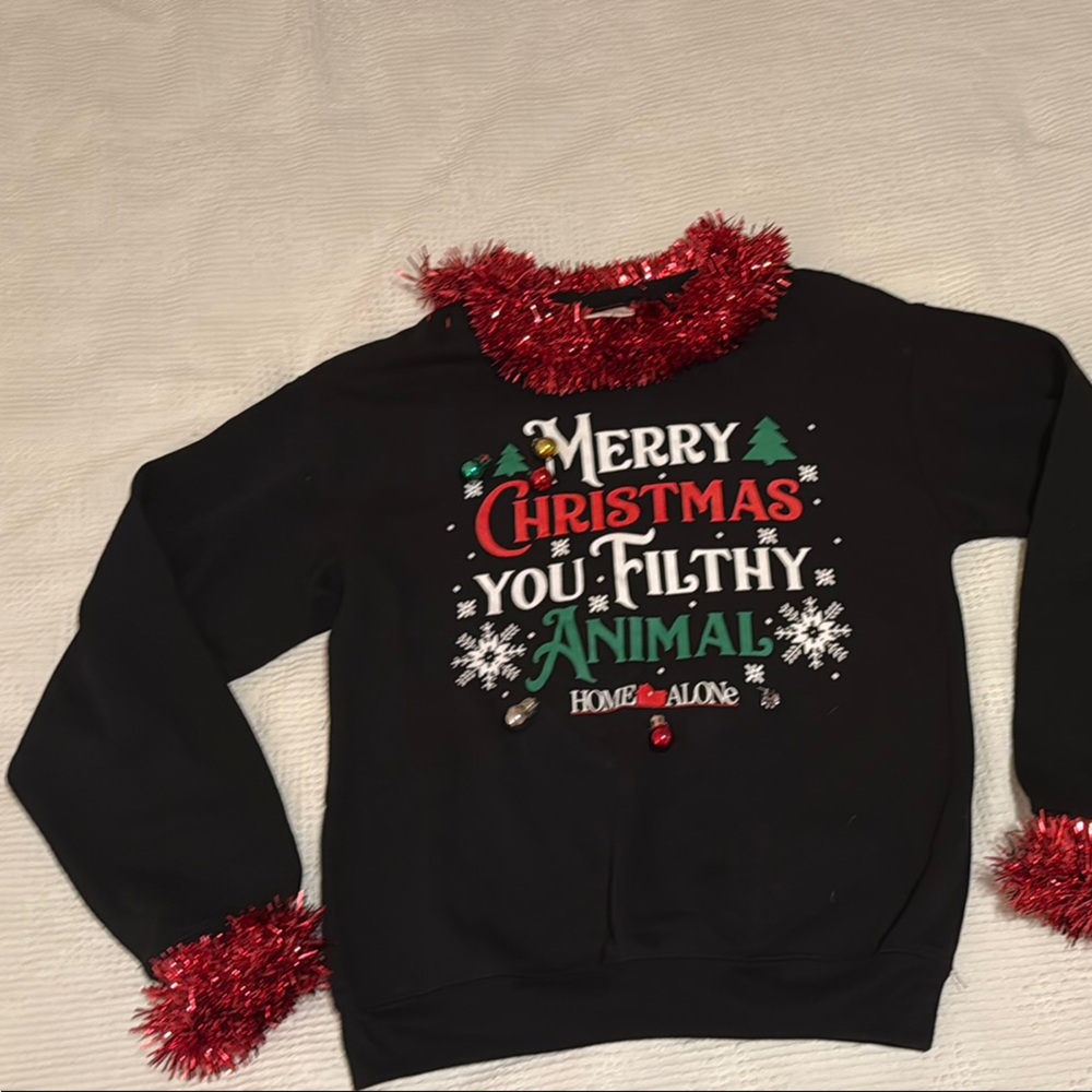 Black Christmas Sweatshirt. BNWOT size says XS but looks more like S